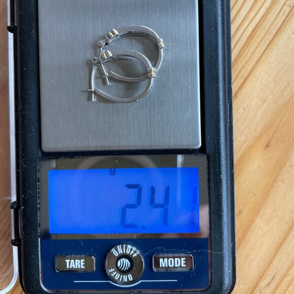 Genuine Diamond and 14k Gold Hoop Earrings - Picture 2 of 6